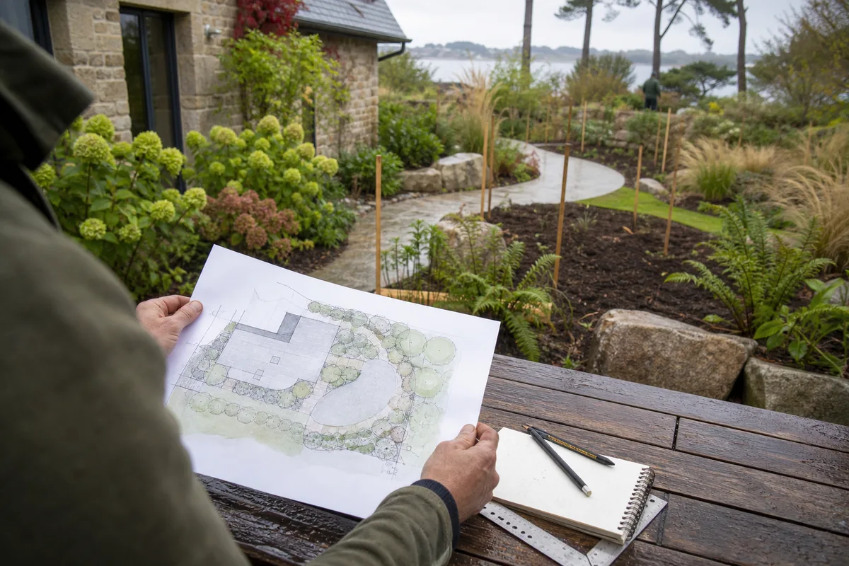 Conception de jardin à Lorient : plan, essences, vues sur mer