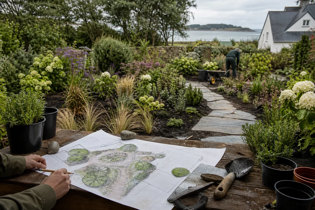 Création de jardin en Bretagne Sud : du plan à la plantation
