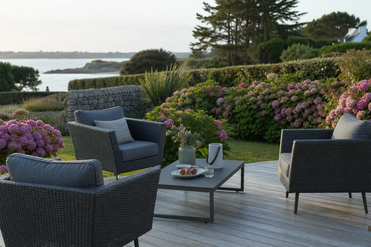 Mobilier de jardin à Lorient : matériaux anti-embruns et style